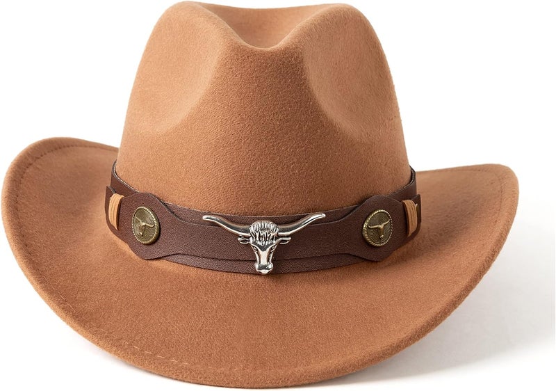 Gossifan Classic Womens Western Cowboy Cowgirl Hats with Wide Belt - Image 1
